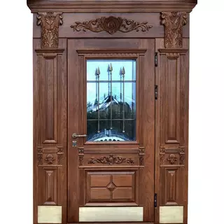Металлическая парадная дверь c массивом дерева